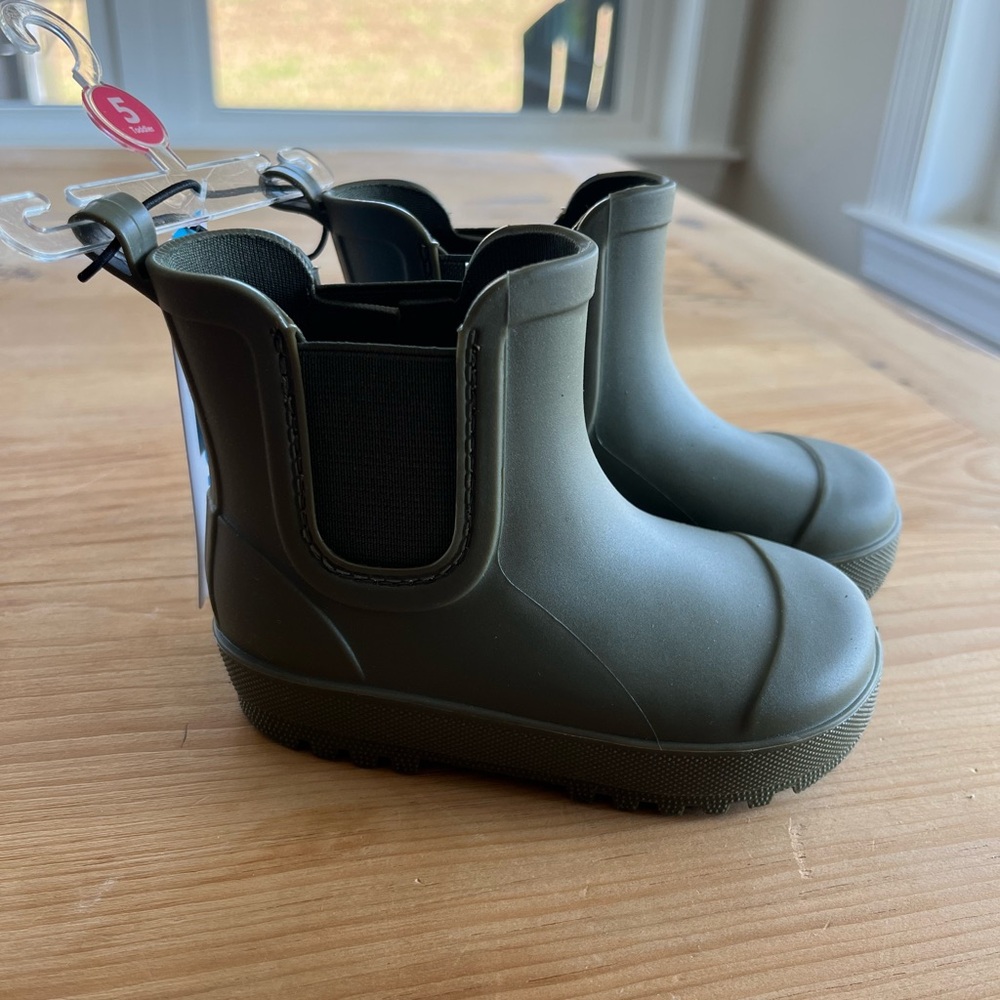 Kids Olive Green Rain Boots